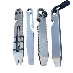 Custom manufacture Titanium Stainless steel Metal Pry Bar Bottle Opener EDC Pocket Clip Tool