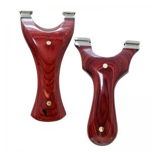 Wooden Slingshot with Metal Head Ergonomic Hunting Catapult Laminated Wood Handle